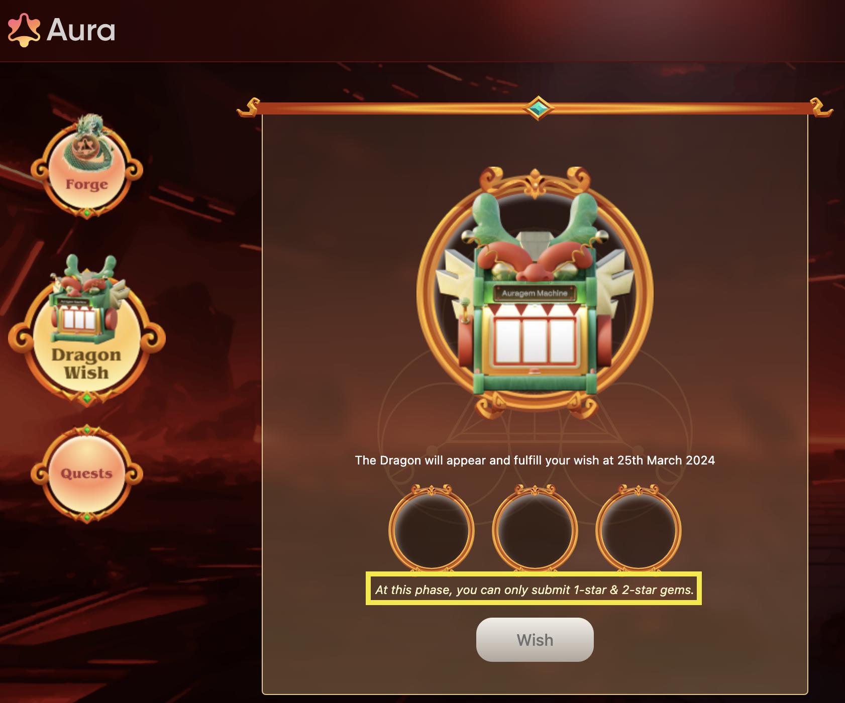 How to join Aura Network Gem Forge: Quest for the Dragon's Wish?